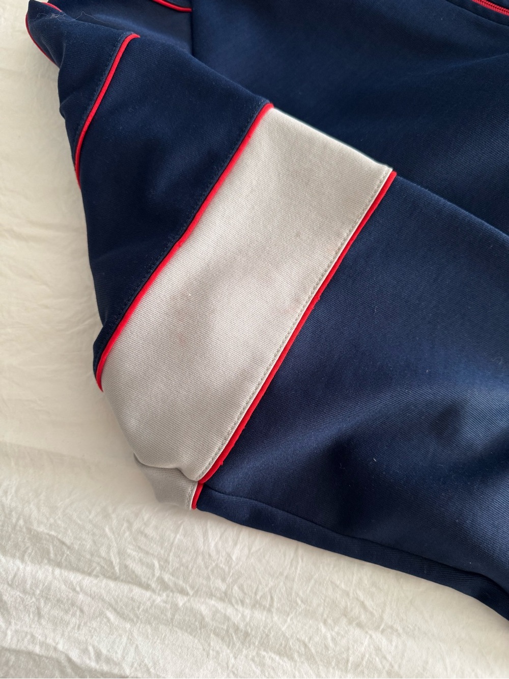 Vintage 80s Adidas Trefoil Track Jacket Navy Red White Colorblock - Picture 10 of 15